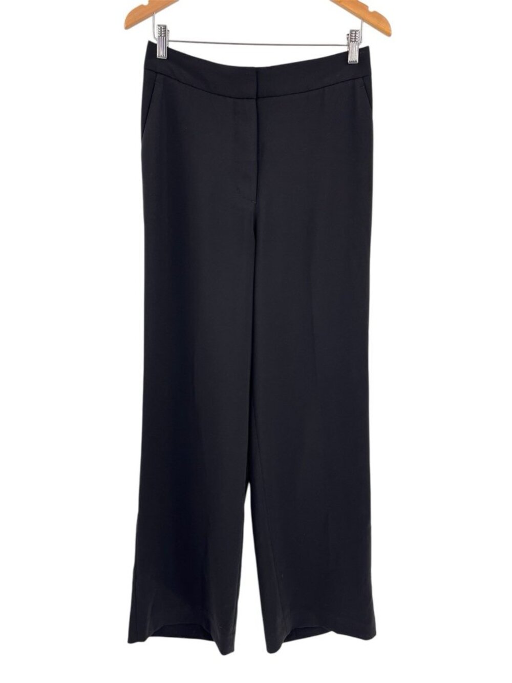 QUINCE Women's Black Wide Leg Zipper Fly Flat Front Dress Pants US 10